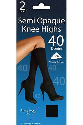 Pretty Legs 40 Denier Semi Opaque Knee Highs - 4 Pair Pack - Free UK Delivery - Holywood Superstore