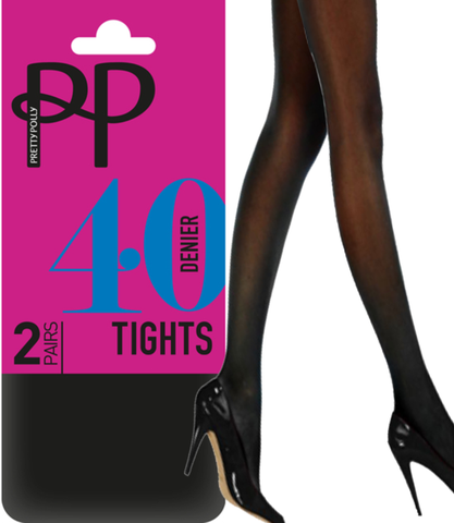 Pretty Polly 40 Denier Opaque Tights- 4 PAIR PACK WITH FREE UK DELIVERY - Holywood Superstore