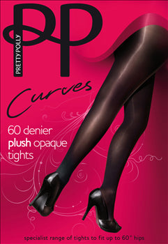 Pretty Polly Curves 60 denier Plush Opaque Tights 2 Pair Pack - FREE UK DELIVERY - Holywood Superstore