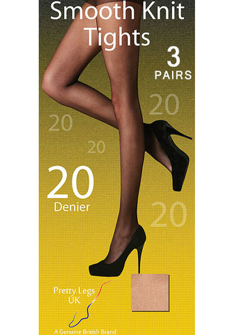 Pretty Legs Smooth Knit Tights 2 x 3 Pair Pack - Free UK Delivery - Holywood Superstore