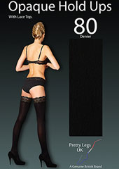 80 Denier Luxury Lace Top Opaque Hold Ups - 2 PAIR PACK-FREE UK DELIVERY - Holywood Superstore