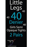 Little Legs 40 Denier Girls Semi Opaque Tights 2 Pair - Holywood Superstore