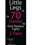 Little Legs 70 Denier Girls Semi Opaque Tights 2 Pair - Holywood Superstore
